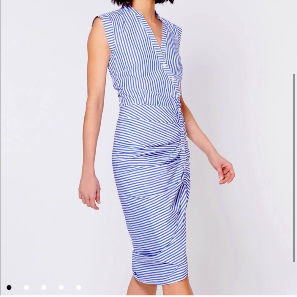 Veronica Beard Ruched Shirtdress. Size 4, new without tags.